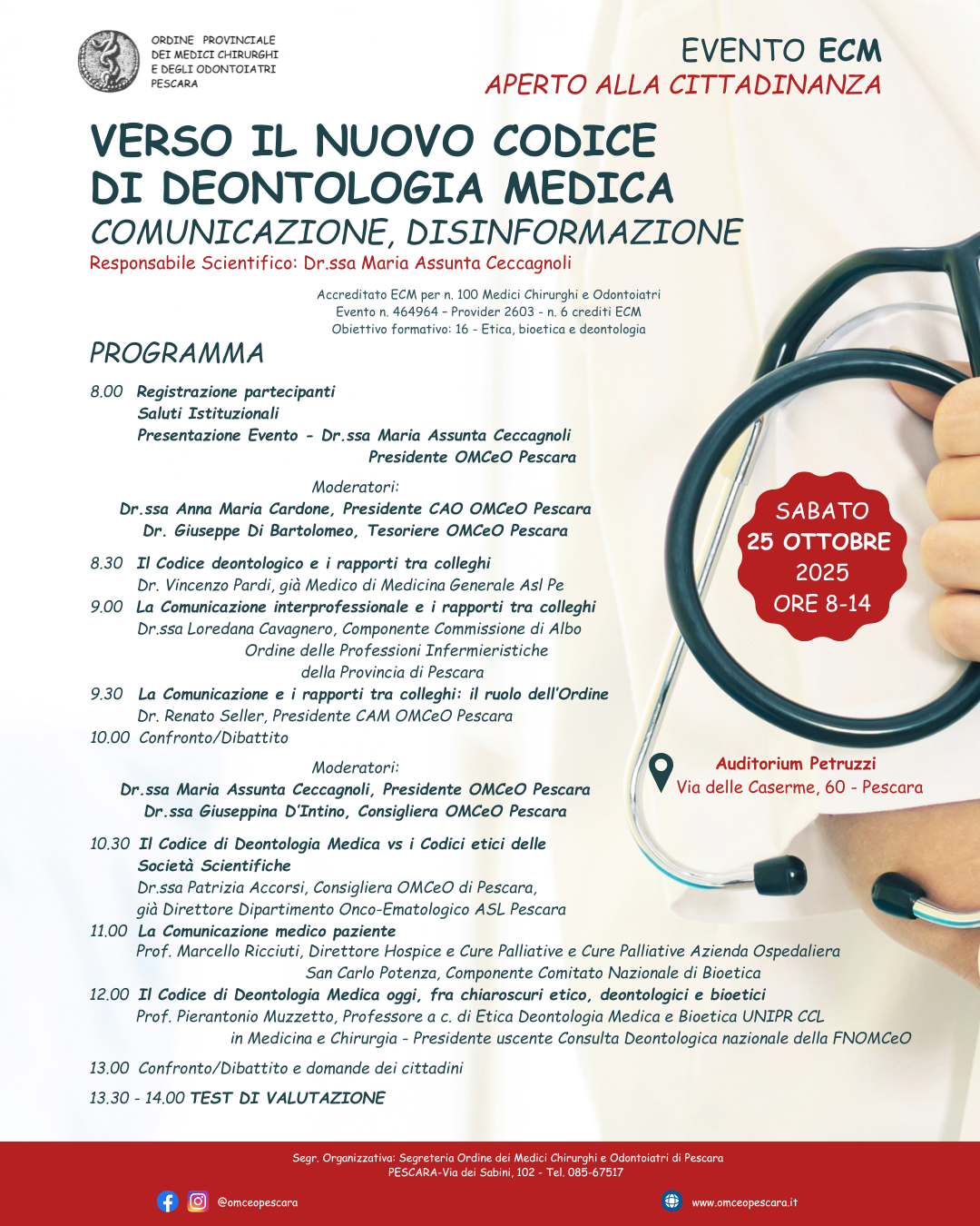 Clicca per accedere all'articolo Comunicazione e disinformazione al centro del convegno dell’Ordine dei Medici di Pescara "Verso il nuovo codice deontologico"