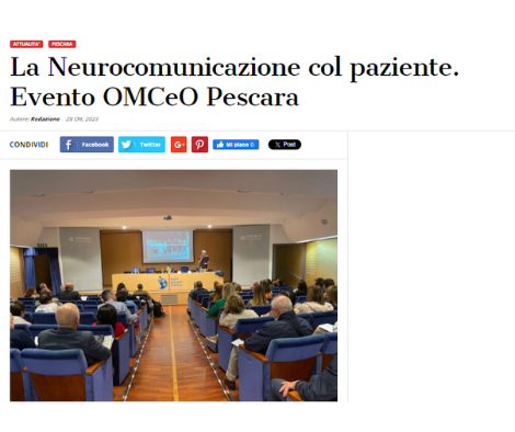 Clicca per accedere all'articolo La Neurocomunicazione col paziente. Evento OMCeO Pescara